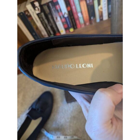 Vintage Mauro Leone Women’s EU 39 US 9 Blue Leather Bow Tie Flats Slip Ons - Picture 5 of 6